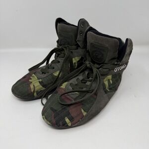 Otomix M3000 Bodybuilding Shoes Mens 8 Green Camo High Top Weightlifting Gym MMA